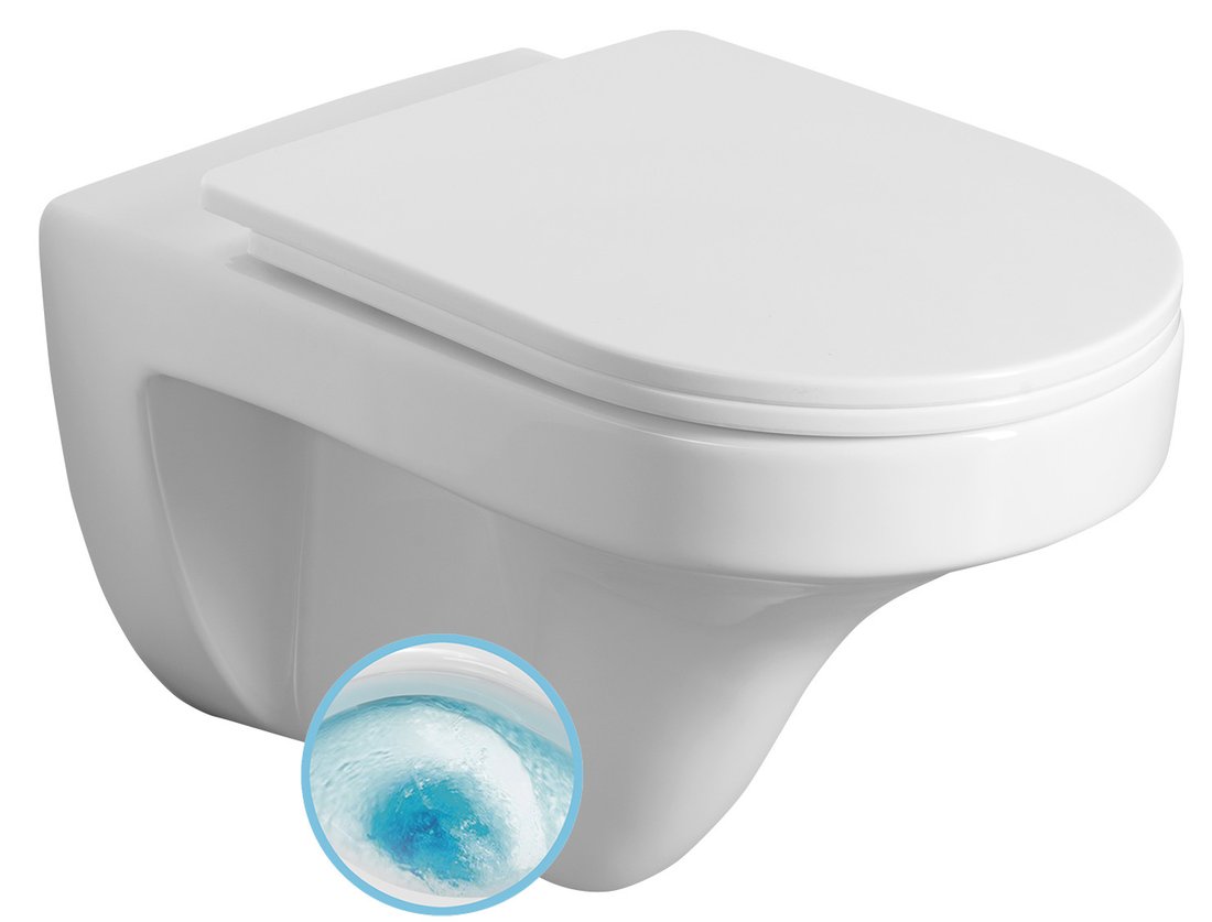 Levně Aqualine DENICA závěsná WC mísa, Vortex Rimless, 36x52cm, bílá