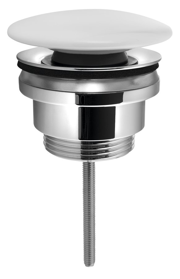 Levně Sapho Umyvadlová výpust 5/4“, click-clack, velká zátka, 5-65mm, keramika bílá