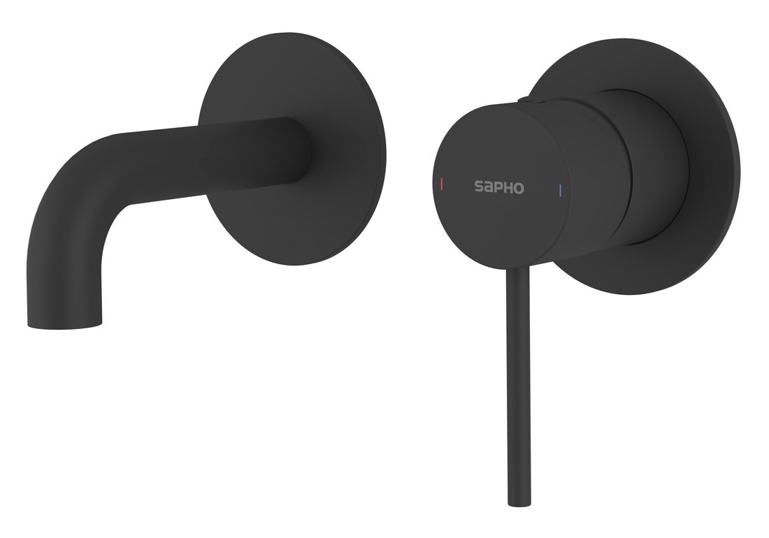 Levně Sapho ULTRAMIX podomítková dvouprvková umyvadlová baterie, hubice 10cm, černá mat