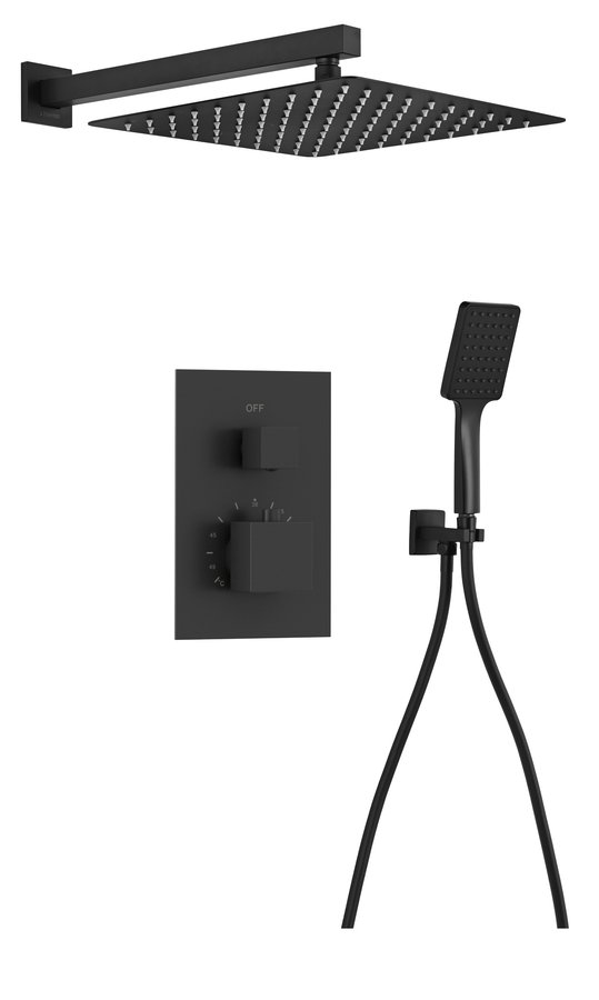 Sapho Podomítkový sprchový set s termostatickou baterií, box, 2 výstupy, černá mat