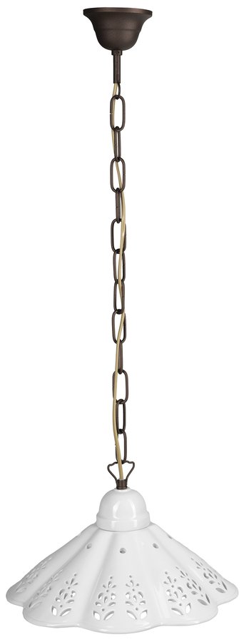 Levně Sapho LAMPEDUSA závěsné svítidlo E27, 60W, 230V, IP21, keramické stínítko 30cm, mosazný řetěz