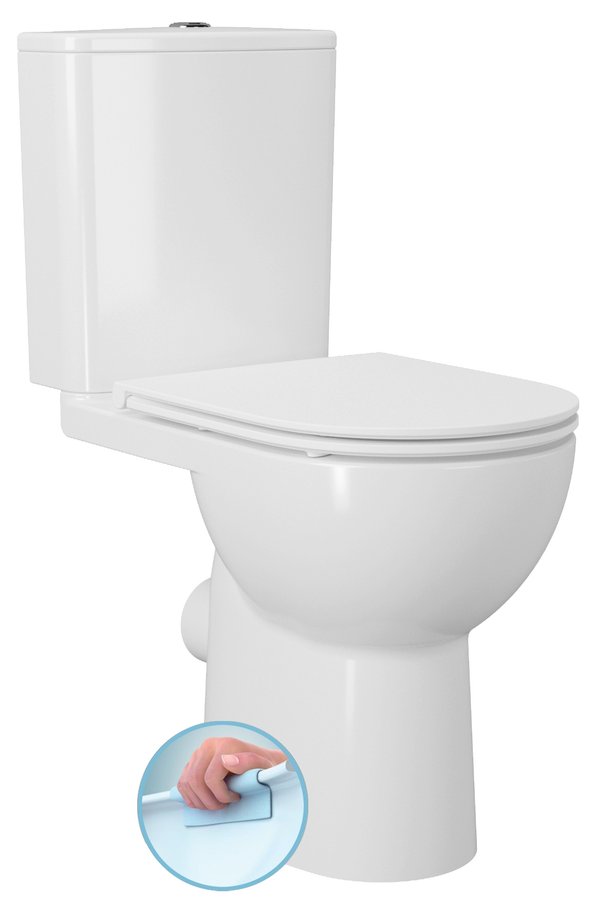 Levně Sapho SANIVEX WC kombi, zvýšený sedák, Rimless, spodní/zadní odpad, bílá
