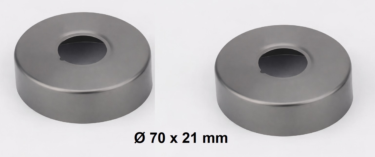 Eco produkty Krycí růžice k baterii, válcová, průměr 70mm x 21mm - závit 3/4" (růžice 3/4" k baterii ø 7 cm), Gun metal (metal grey) - 2 kusy