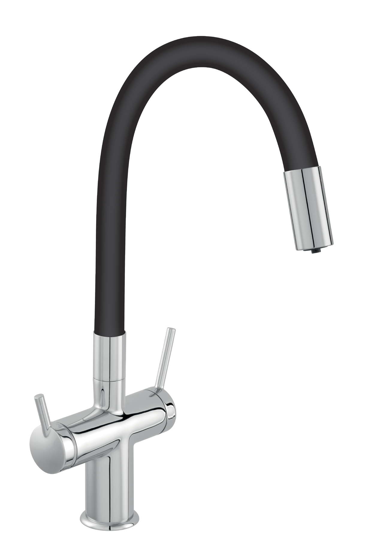 Levně Novaservis Dřezová stojánková baterie Filtrata s elast. ram,černá-chrom (BFT41B)