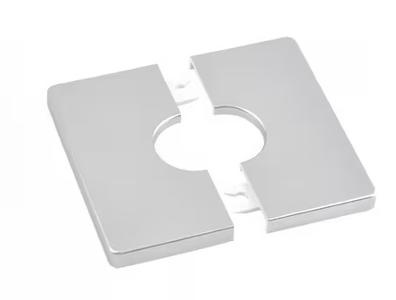 Eco produkty Krycí růžice dělená 70 x 70 x 26 mm čtvercová plochá samolepící - barva matný chrom (dělená samolepící čtvercová krytka pro výtokové a rohové ventily pro dodatečnou montáž)