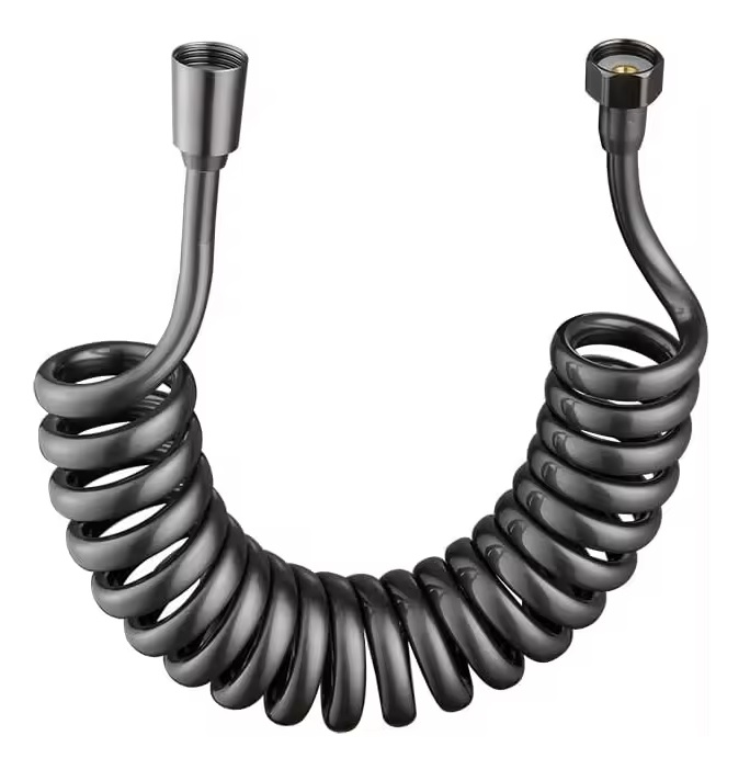 Levně Eco produkty Spiral Gun Metal 200 - sprchová spirálová natahovací hadice 200 cm; barva gun metal