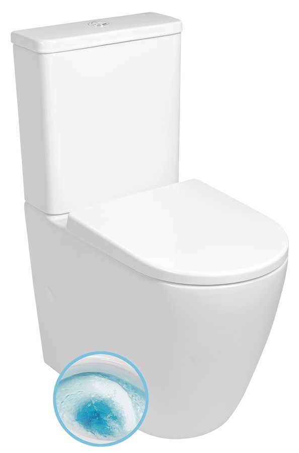 Levně Sapho TURKU WC kombi, Vortex Rimless, spodní/zadní odpad, bílá