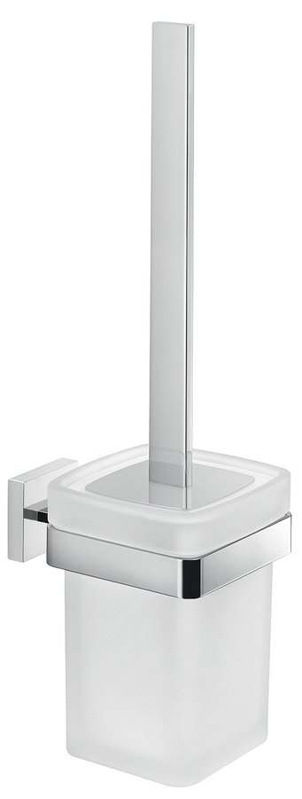 Gedy ELBA WC štětka závěsná, mléčné sklo, chrom