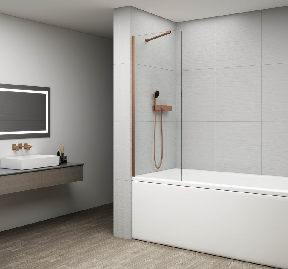 Levně Polysan FISA vanová zástěna 700x1500mm, měď mat, čiré sklo