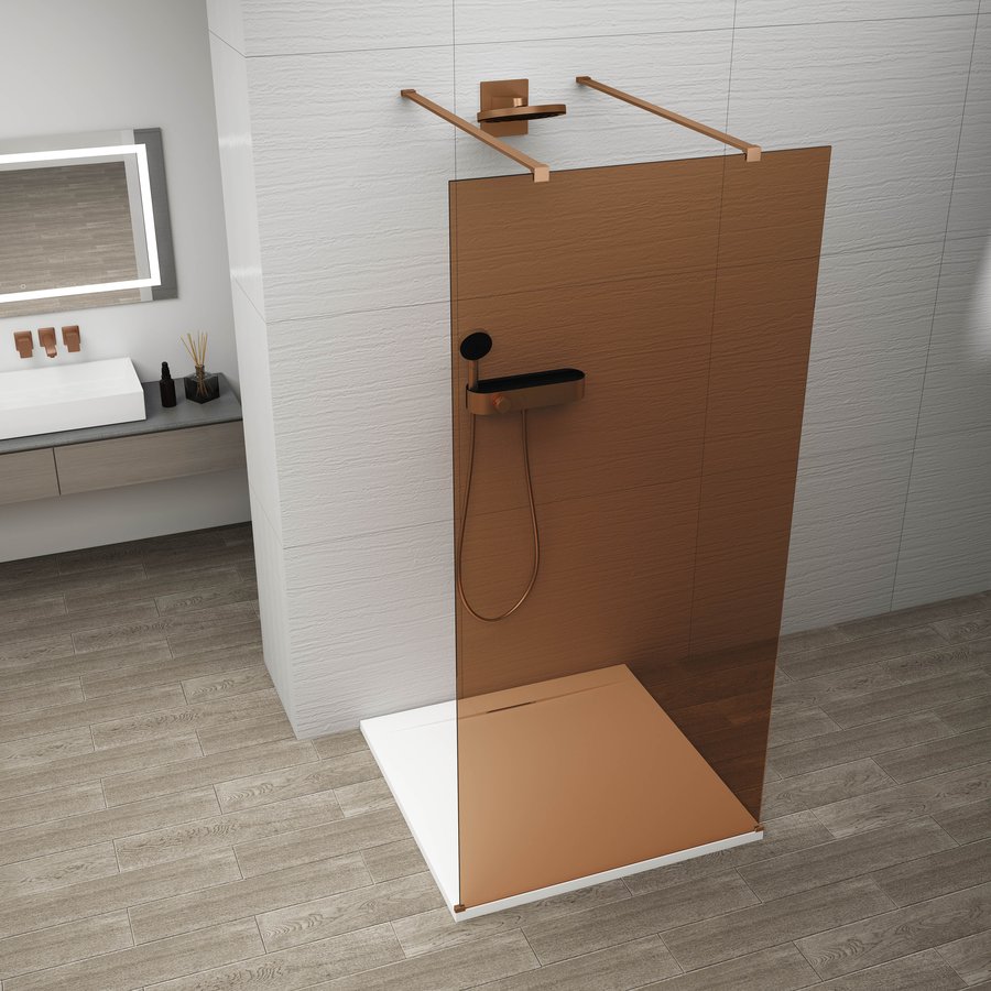 Levně Polysan ESCA COPPER MATT jednodílná sprchová zástěna do prostoru, sklo Marron, 1000 mm