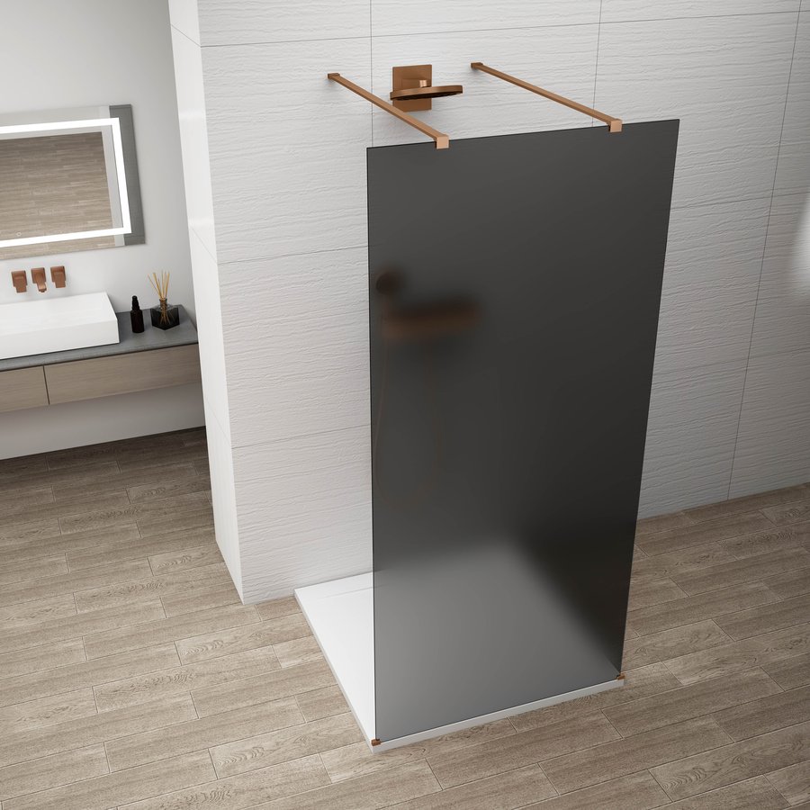Levně Polysan ESCA COPPER MATT jednodílná sprchová zástěna do prostoru, kouřové matné sklo, 1000 mm