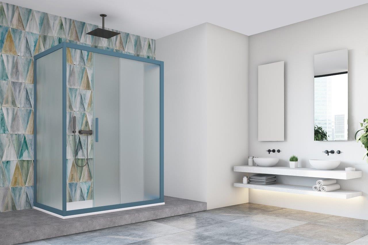 Levně Forte Sprchový kout BE.COLORS N1FS — Barva rámu - 498 blue navy, Rozměr A - 130, Výplň - Millerighe bezpečnostní sklo - 6 mm