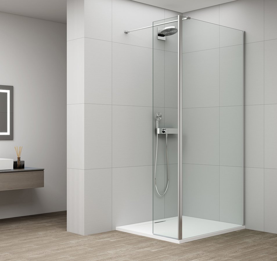 Levně Polysan ESCA CHROME sprchová zástěna, fixní sklo 1200 mm, otočný panel 600 mm