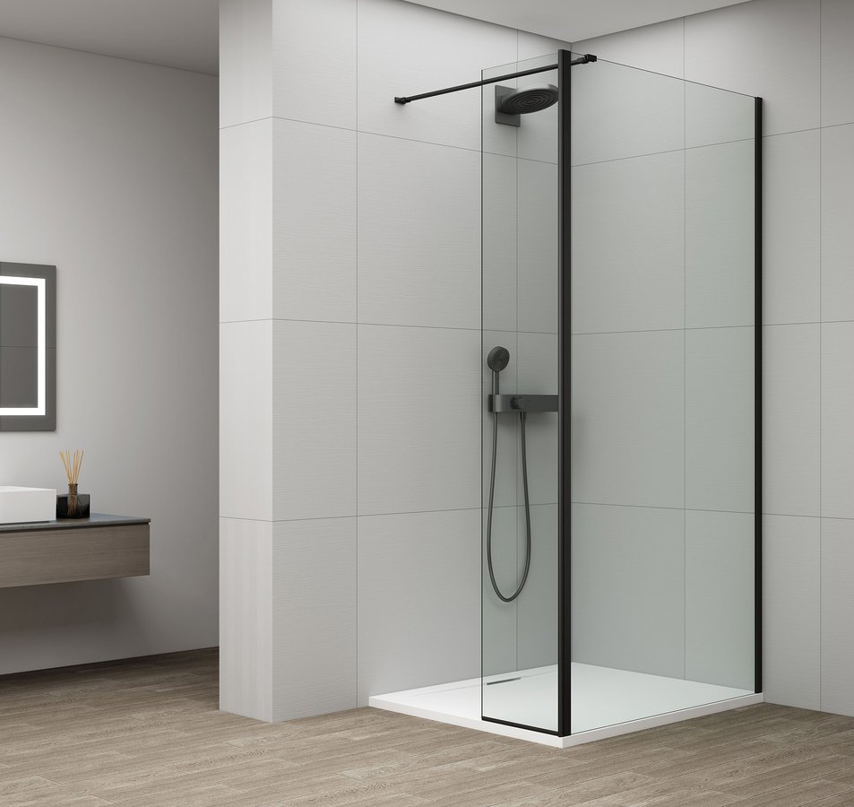 Levně Polysan ESCA BLACK MATT sprchová zástěna, fixní sklo 1200 mm, otočný panel 400 mm