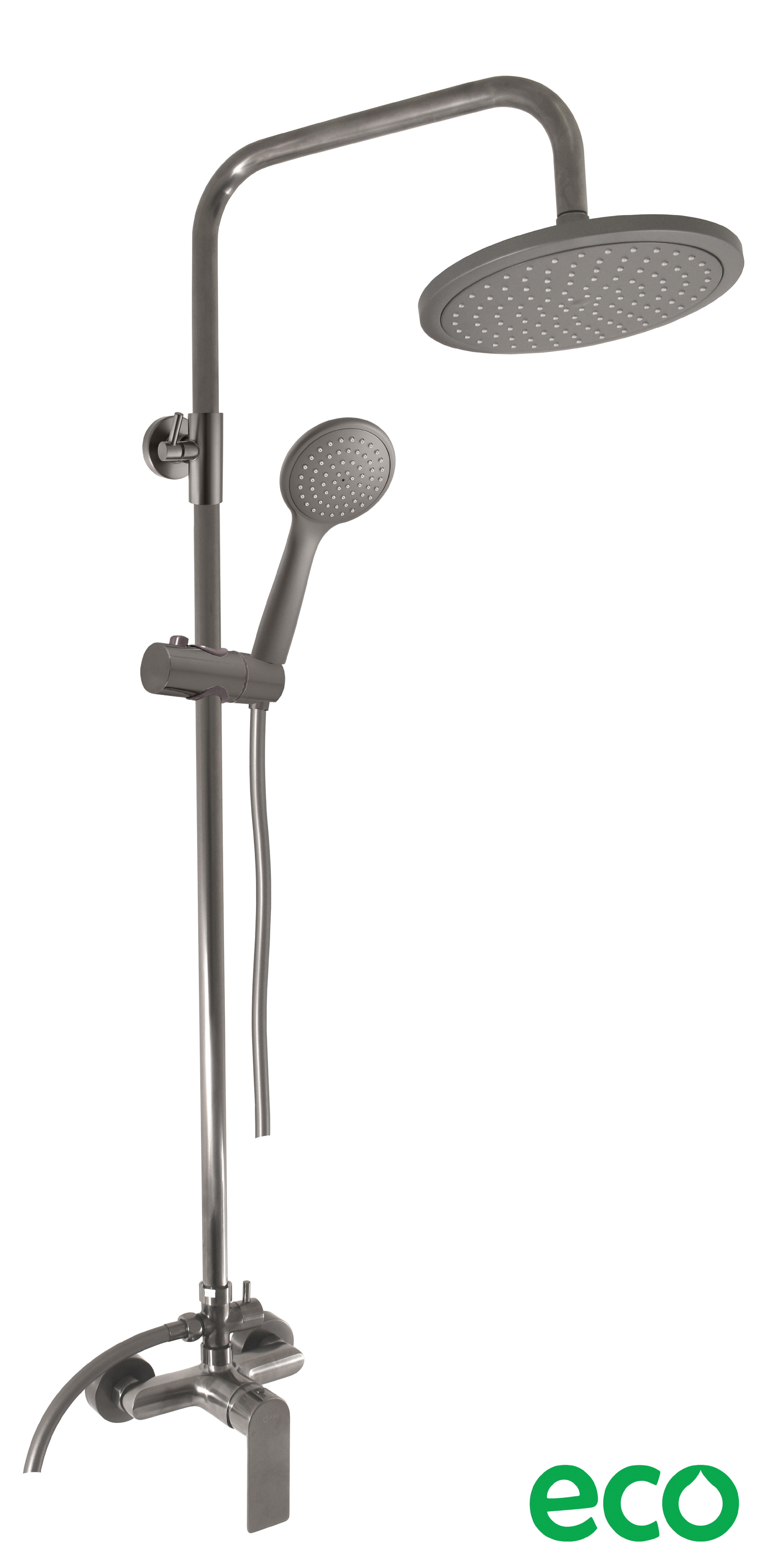 Levně NIL - Sprchový systém s vodovodní baterií a teleskopickou tyčí, Metal Grey - kartáčovaná NL182.5/5-43MGK, RAV Slezák