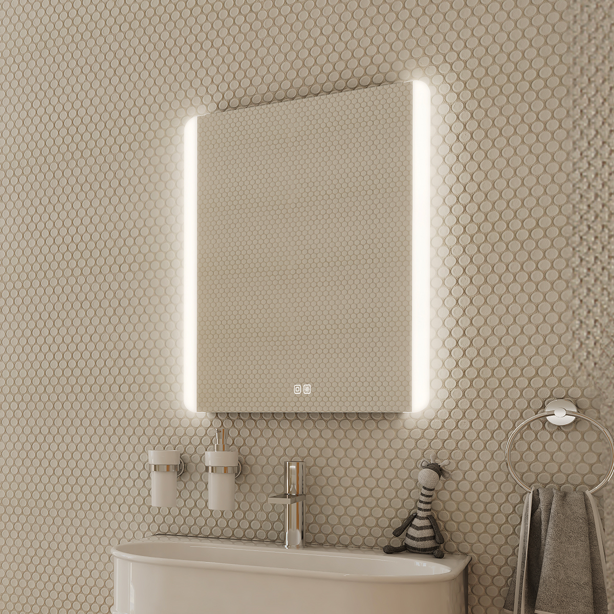 Nimco LED zrcadlo 50 x 70, dotykový senzor, OBDELNÍKOVÁ - OBLÉ ROHY