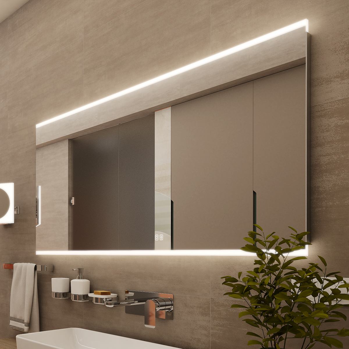 Nimco LED zrcadlo 100 x 70, dotykový senzor, OBDELNÍKOVÁ - OSTRÉ ROHY, Obdélníkové