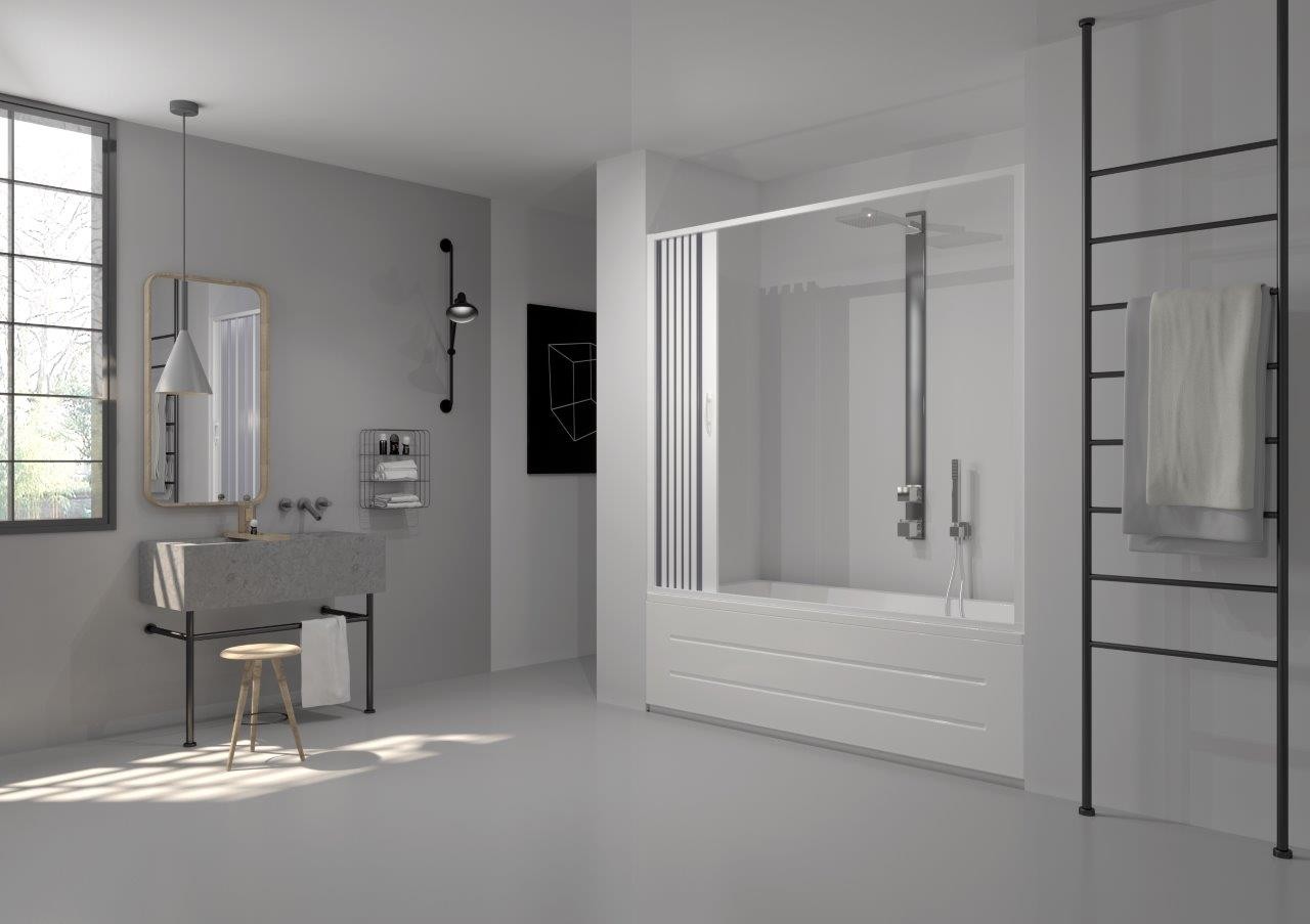 Forte Vanová zástěna FLEX - VASCA MARTE NEW — Rozměr A - 140 - 170, Rozměr C - 150, Typ otevírání - Zavírání na stranu