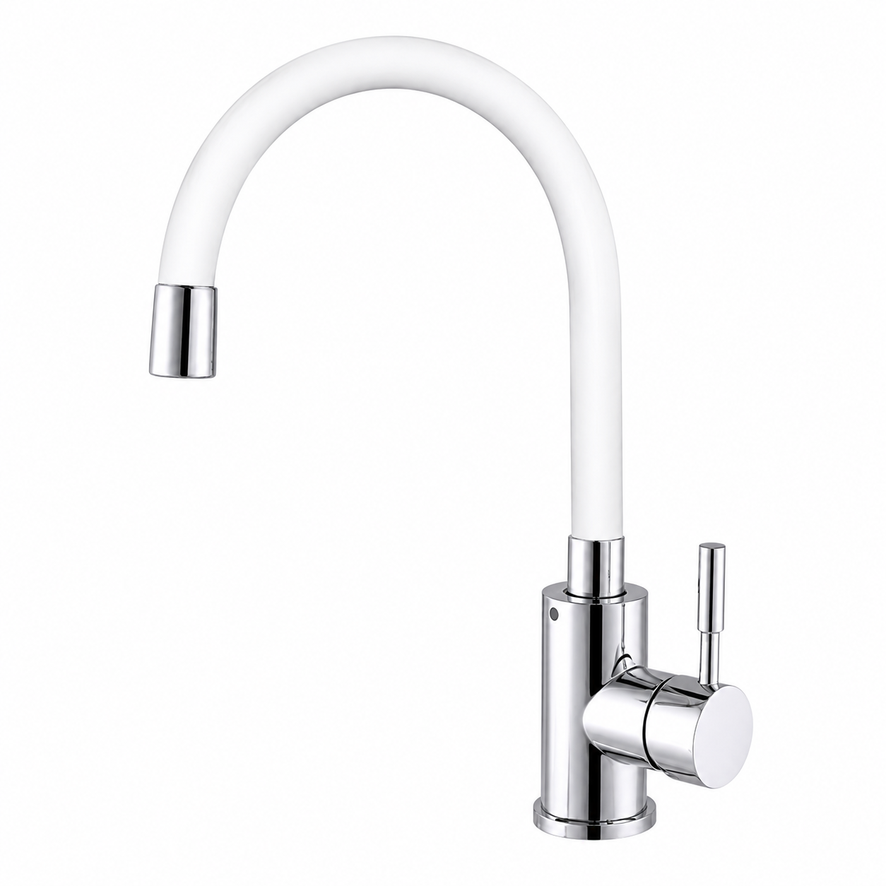 MIXXUS SUS-011 CHROME REFL.WHITE stojánková dřezová baterie, flexibilní ramínko, bílá/chrom