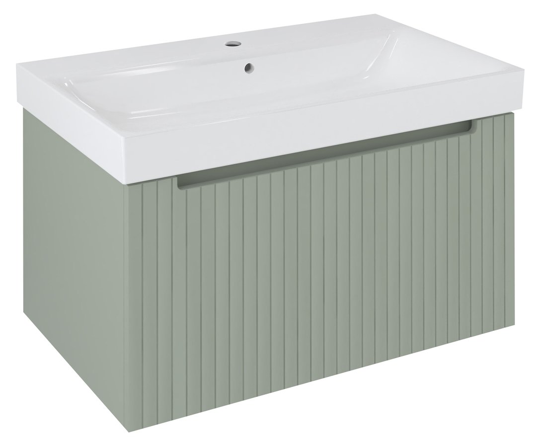 Sapho NELIO STRIP umyvadlová skříňka 76,5x44x49cm, 1x zásuvka, verde