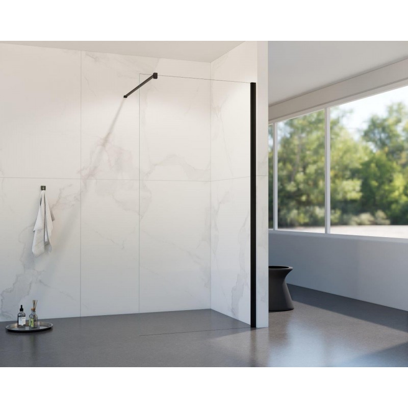 HOPA Walk-in sprchový kout LAGOS BLACK NEW 200 — Barva rámu - Černá, Rozměr A - 115, Rozměr C - 200, Výplň - Čiré bezpečnostní sklo - 8 mm