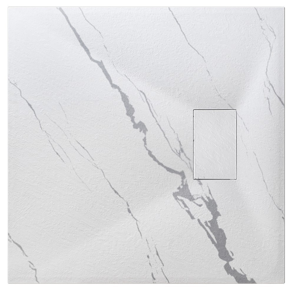 BESCO Čtvercová sprchová vanička VEXO MARBLE - bílá — Barva - Bílá, Nožičky k vaně - Bez nožiček, Rozměr A - 90, Rozměr B - 90