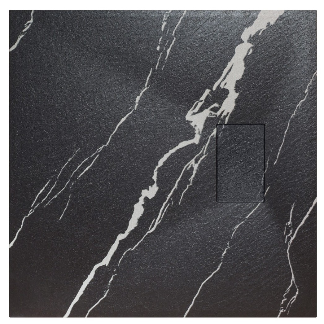 BESCO Čtvercová sprchová vanička VEXO MARBLE - černá — Barva - Černá , Nožičky k vaně - Bez nožiček, Rozměr A - 90, Rozměr B - 90
