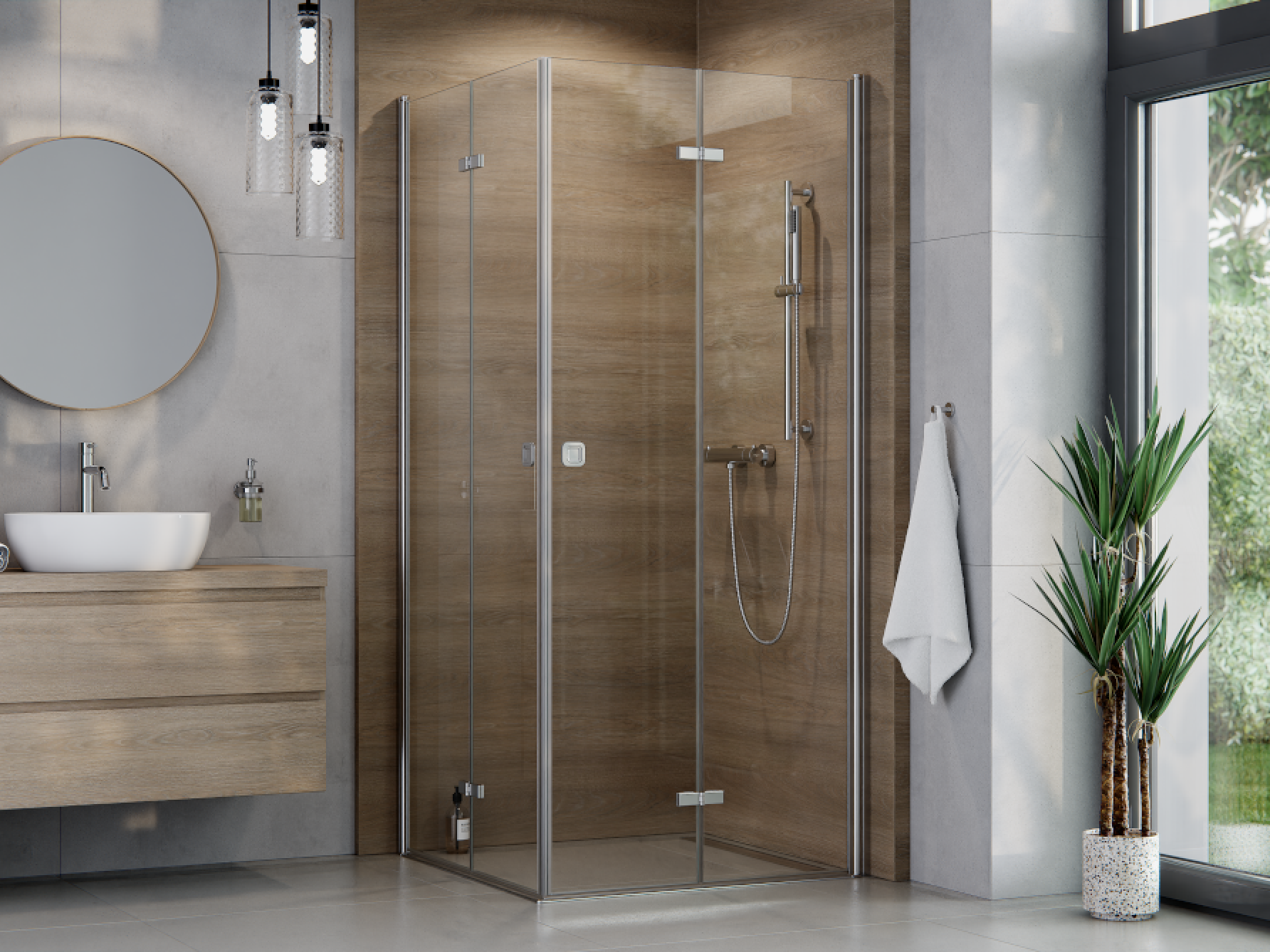 BESCO Čtvercový sprchový kout EXO-H CHROM — Barva rámu - Chrom/Leštěný hliník (ALU), Rozměr A - 80, Rozměr B - 80, Výplň - Čiré bezpečnostní sklo - 6 mm