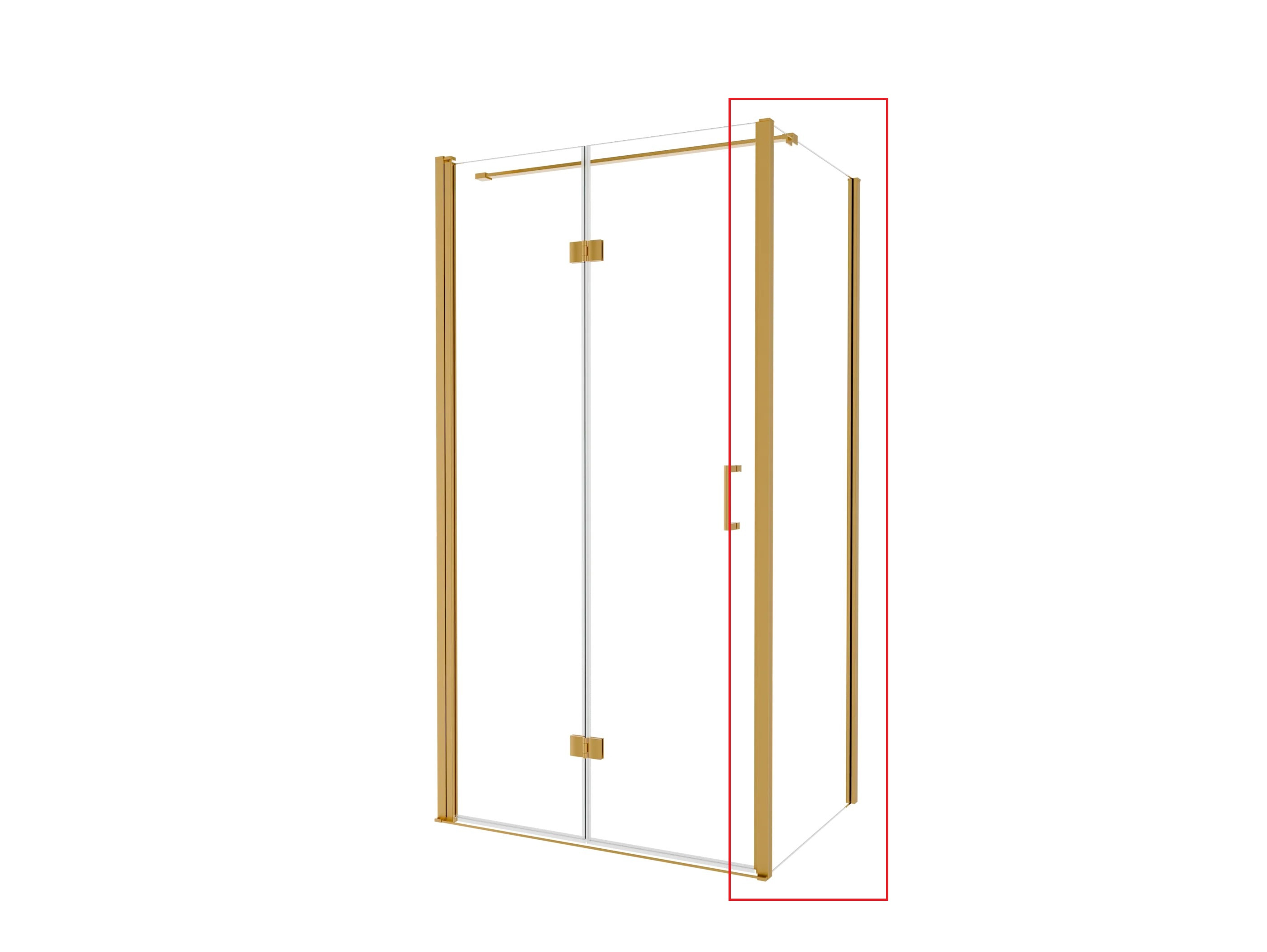 BESCO Pevná stěna EXO-CH GOLD — Barva rámu - Zlatá, Rozměr A - 80, Rozměr C - 190, Směr zavírání - Univerzální Levé / Pravé, Výplň - Čiré bezpečnostní sklo - 6 mm
