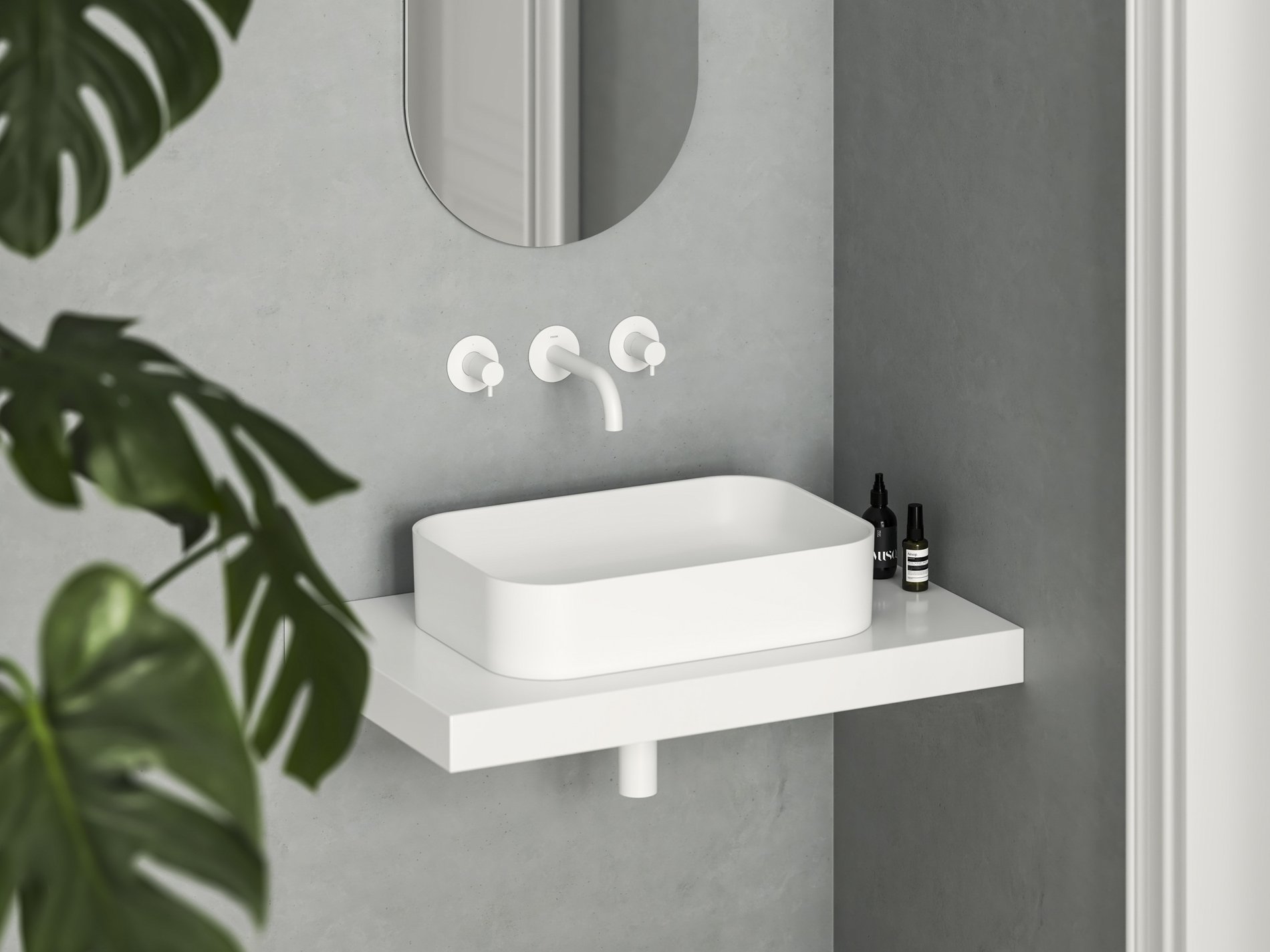 Ravak Umyvadlo Ceramic Slim R 55, bez otvoru pro baterii, bez přepadu, bílá matná