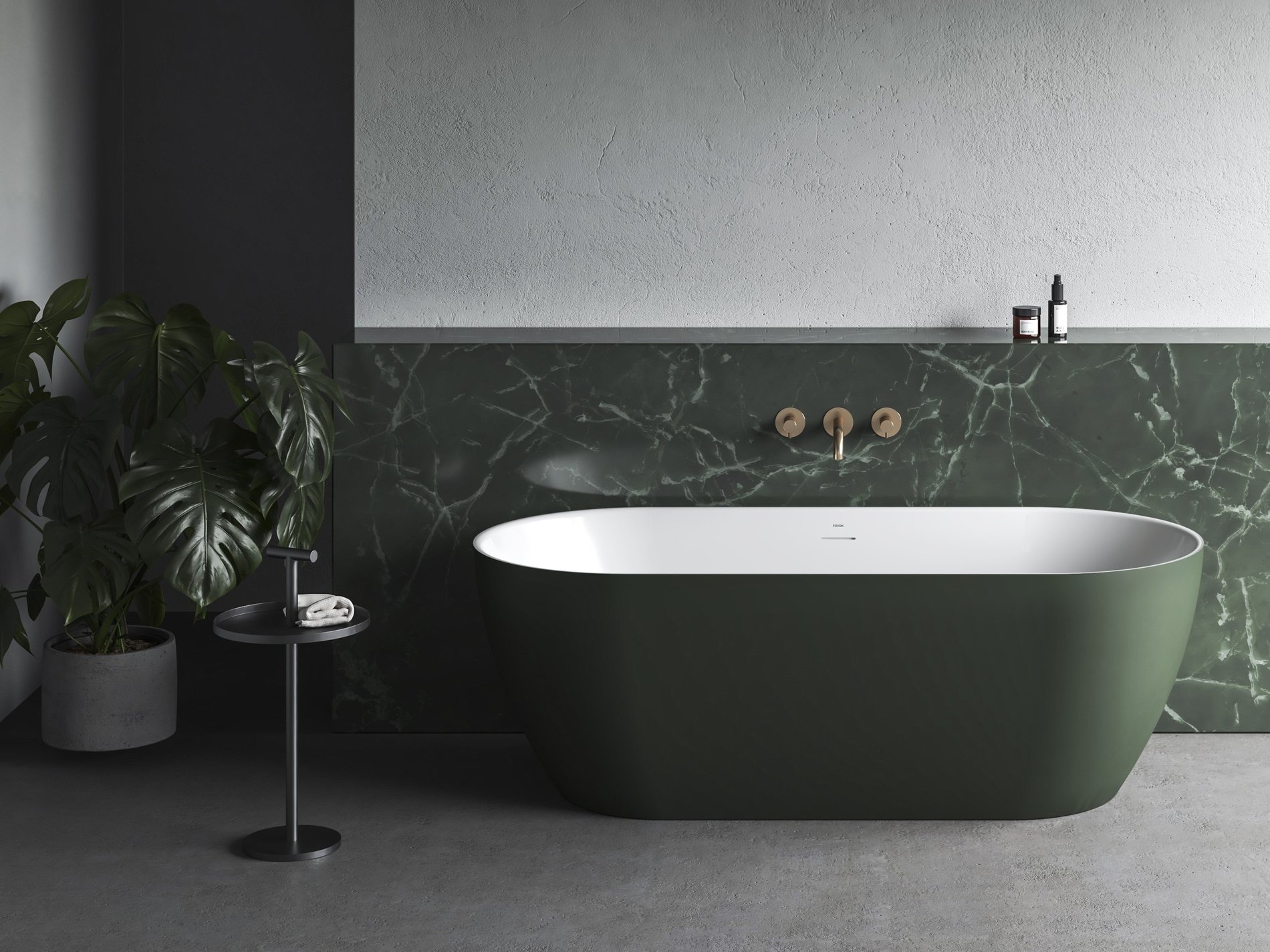 Ravak Vana Freedom O Tec 170x77 volně stojící, Grey Green/bílá, krytka odtoku bílá/černá/chrom