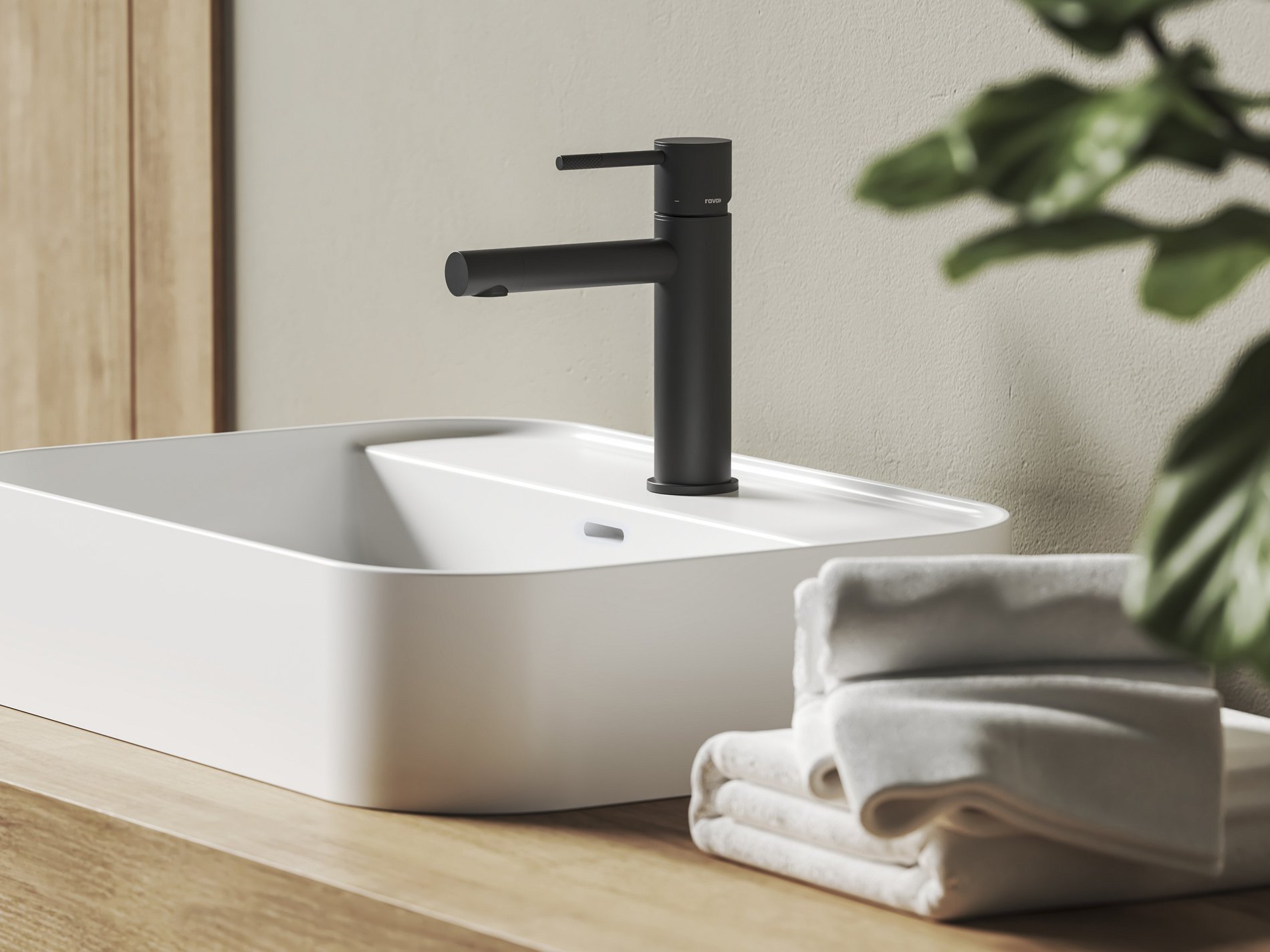 Ravak NX 014.20BLM Umyvadlová stojánková baterie 190 mm, bez výpusti, černá matná