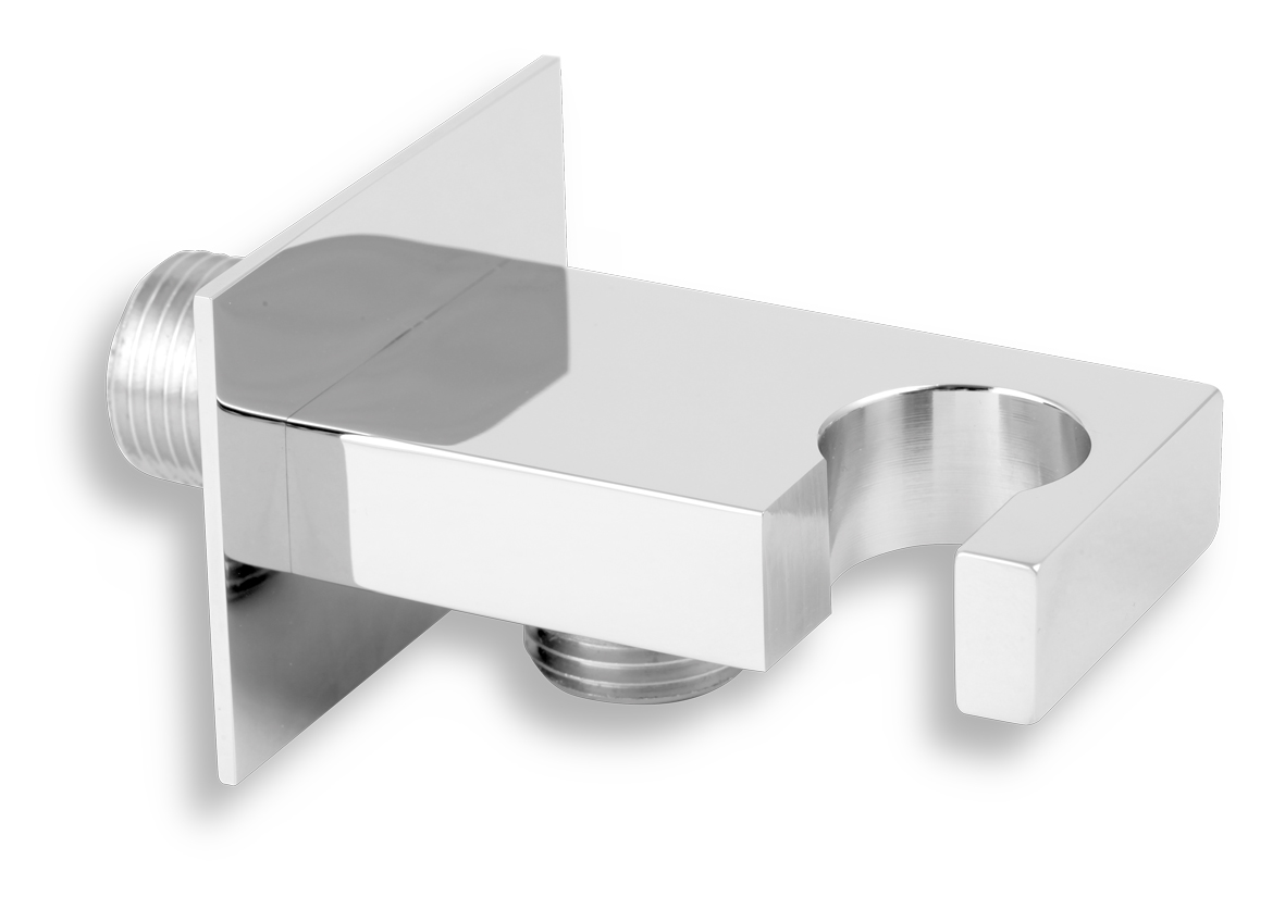 Novaservis Stěnový vývod hranatý s držákem sprchy 1/2", chrom