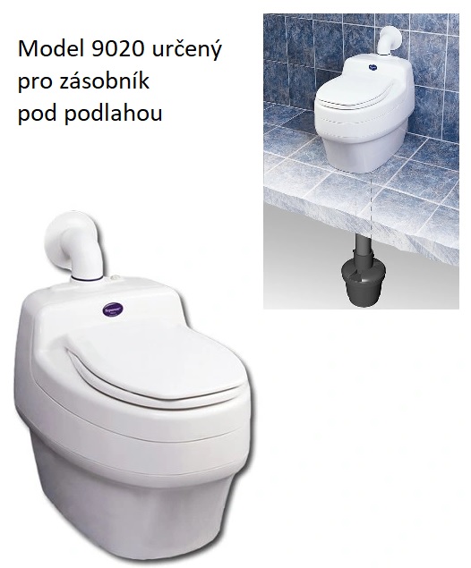 Separett Villa 9020 separační ekologická toaleta 12V s odpadem pod podlahu (nemá zásobník na pevný odpad uvnitř toalety - nutno použít externí zásobník)