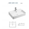 Square 60 keramické umyvadlo na desku 60 x 42 x 12 pro baterii na umyvadle obrázek č.: 5