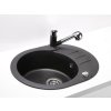 Alveus ROLL 40 G- 91 ČERNÁ + pop- up sifon, oválný granitový dřez 595x475x160 mm s odkládací plochou Černý obrázek č.: 2