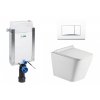 Wc set Square Wall podmítková nádrž do zdiva, rimless mísa, sedátko a bílé tlačítko 195851 obrázek č.: 1