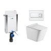 Wc set Square Wall podmítková nádrž do zdiva, rimless mísa, sedátko a tlačítko bílé/chrom 73730 obrázek č.: 1