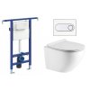 Wc set Ring Core podmítková nádrž do bytového jádra, rimless mísa, sedátko a bílé/chrom tlačítko 223125 obrázek č.: 1