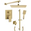 CUBEMIX podomítkový sprchový set s pákovou baterií, 2 výstupy, posuvný držák sprchy, zlato mat