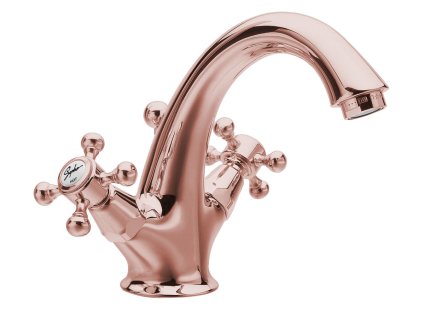 ANTEA stojánková umyvadlová baterie vysoká s výpustí, růžové zlato