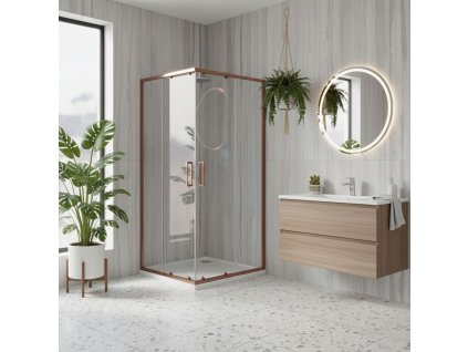 Sprchový kout REA City 80x80 Copper Brush (Varianta Bez sprchové vaničky)