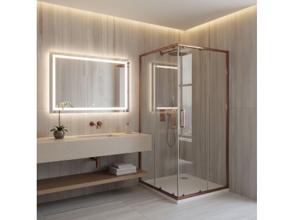 Sprchový kout REA City 90x90 Brush Copper (Varianta Bez sprchové vaničky)