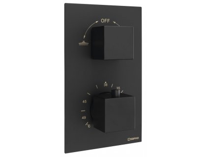 Podomítková sprchová termostatická baterie, box, 2 výstupy, černá mat