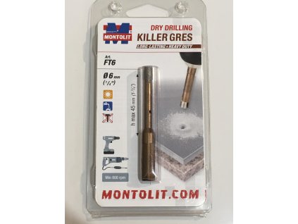 Montolit KILLER FT6 Diamantová korunka, suché vrtání, Ø 6mm