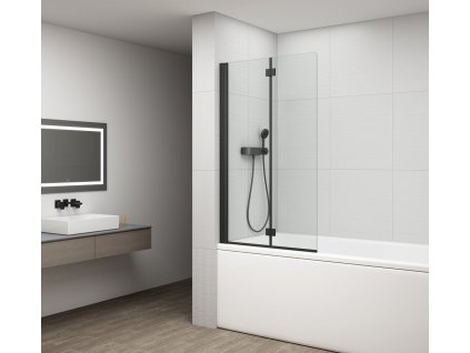 ROTA BLACK vanová zástěna skládací 1200mm, čiré sklo