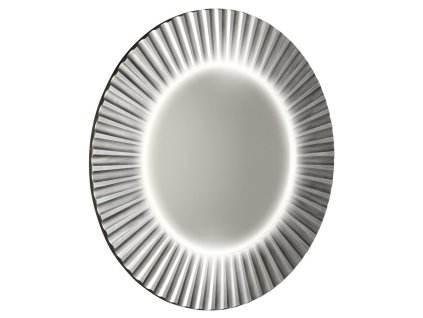 PRIDE kulaté zrcadlo s LED osvětlením v rámu ø 90cm, stříbrná