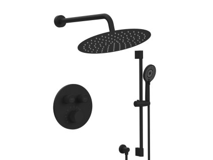 SMART SELECT podomítkový sprchový set s termostatickou baterií, 2 výstupy, posuvný držák sprchy, černá mat