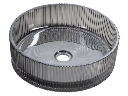 ANHELO skleněné gravírované umyvadlo na desku Ø 39,5cm, černá