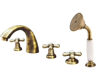 MORAVA RETRO - Vanová baterie 5-otvorová, Stará mosaz (Bronz) MK169.0PSM, RAV Slezák (Barva Stará mosaz (Bronz), Rozměr 3,8")